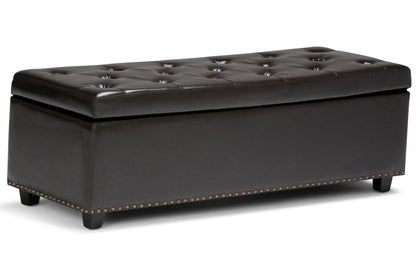 Coffee Brown Vegan Leather | Hamilton Vegan Leather Storage Ottoman