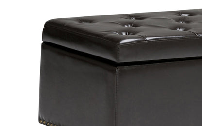 Coffee Brown Vegan Leather | Hamilton Vegan Leather Storage Ottoman
