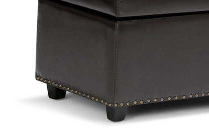 Coffee Brown Vegan Leather | Hamilton Vegan Leather Storage Ottoman