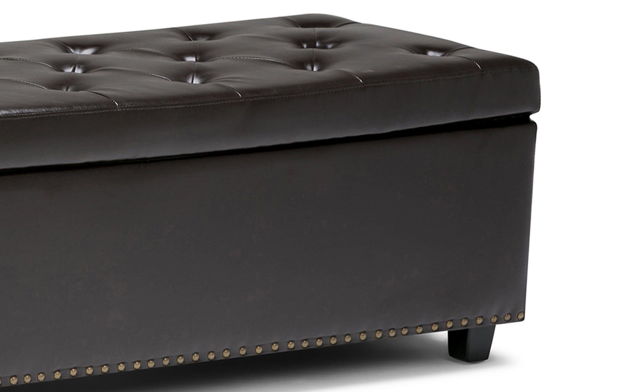 Coffee Brown Vegan Leather | Hamilton Vegan Leather Storage Ottoman