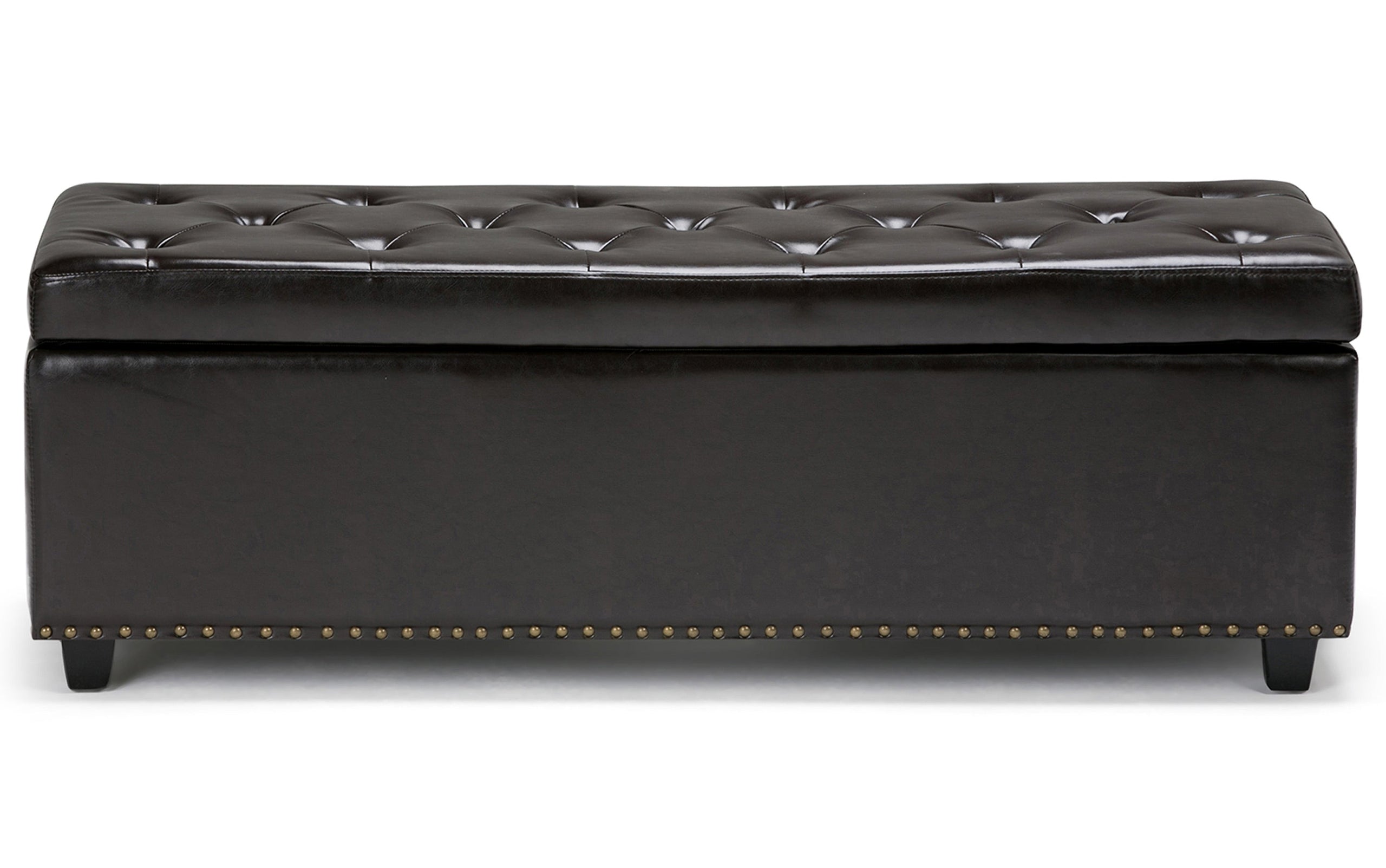 Coffee Brown Vegan Leather | Hamilton Vegan Leather Storage Ottoman