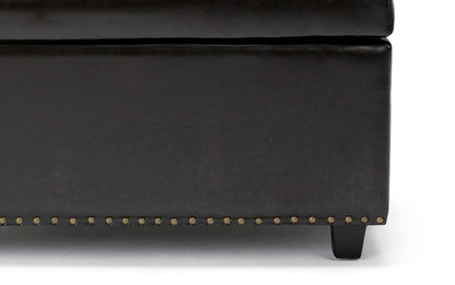 Coffee Brown Vegan Leather | Hamilton Vegan Leather Storage Ottoman