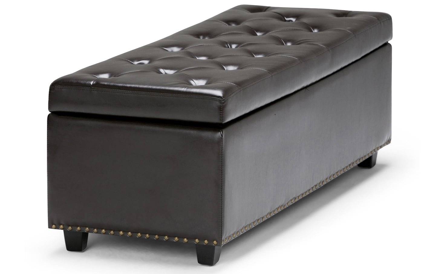 Coffee Brown Vegan Leather | Hamilton Vegan Leather Storage Ottoman