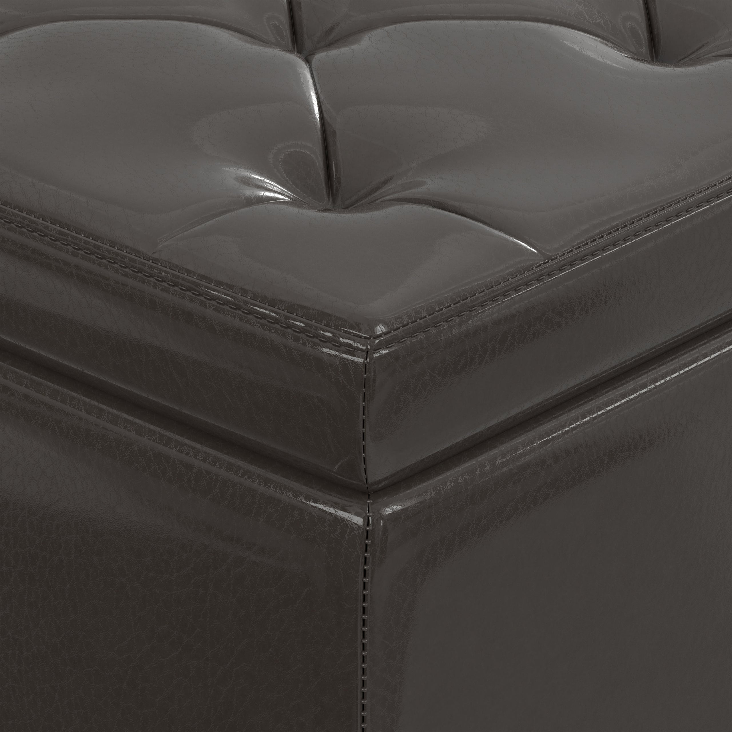 Tanners Brown Vegan Leather | Hamilton Storage Ottoman in Vegan Leather