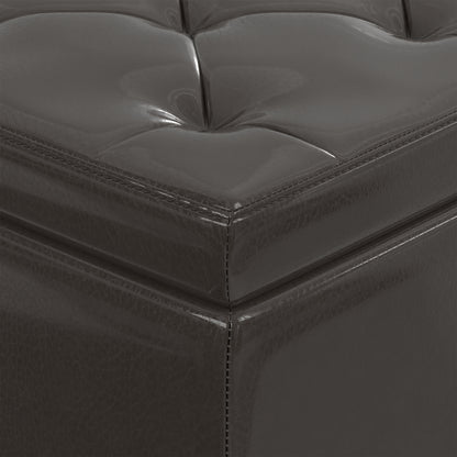 Tanners Brown Vegan Leather | Hamilton Storage Ottoman in Vegan Leather
