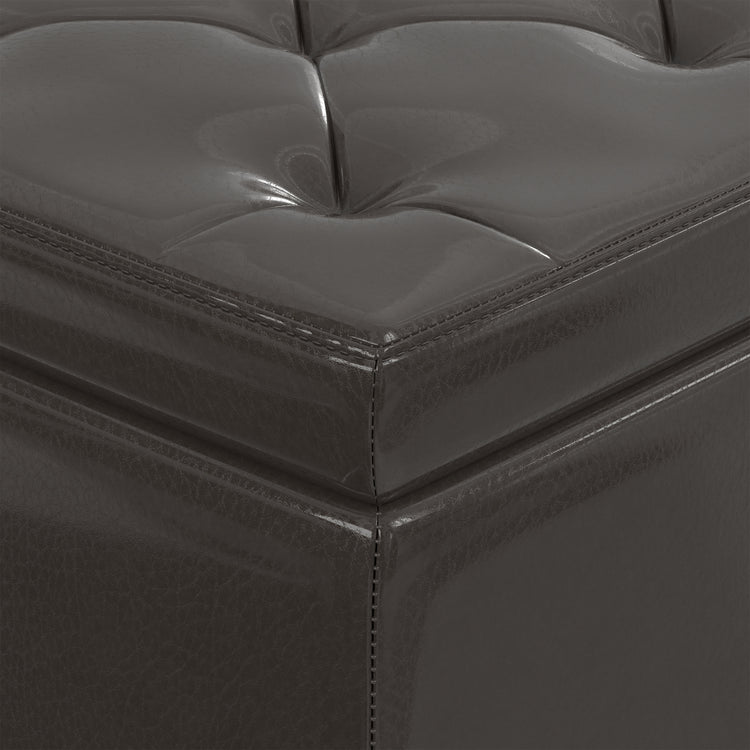 Tanners Brown Vegan Leather | Hamilton Storage Ottoman in Vegan Leather
