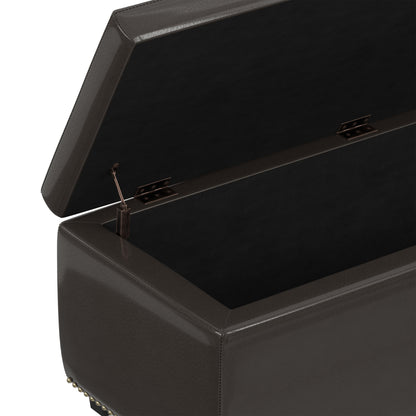 Tanners Brown Vegan Leather | Hamilton Storage Ottoman in Vegan Leather
