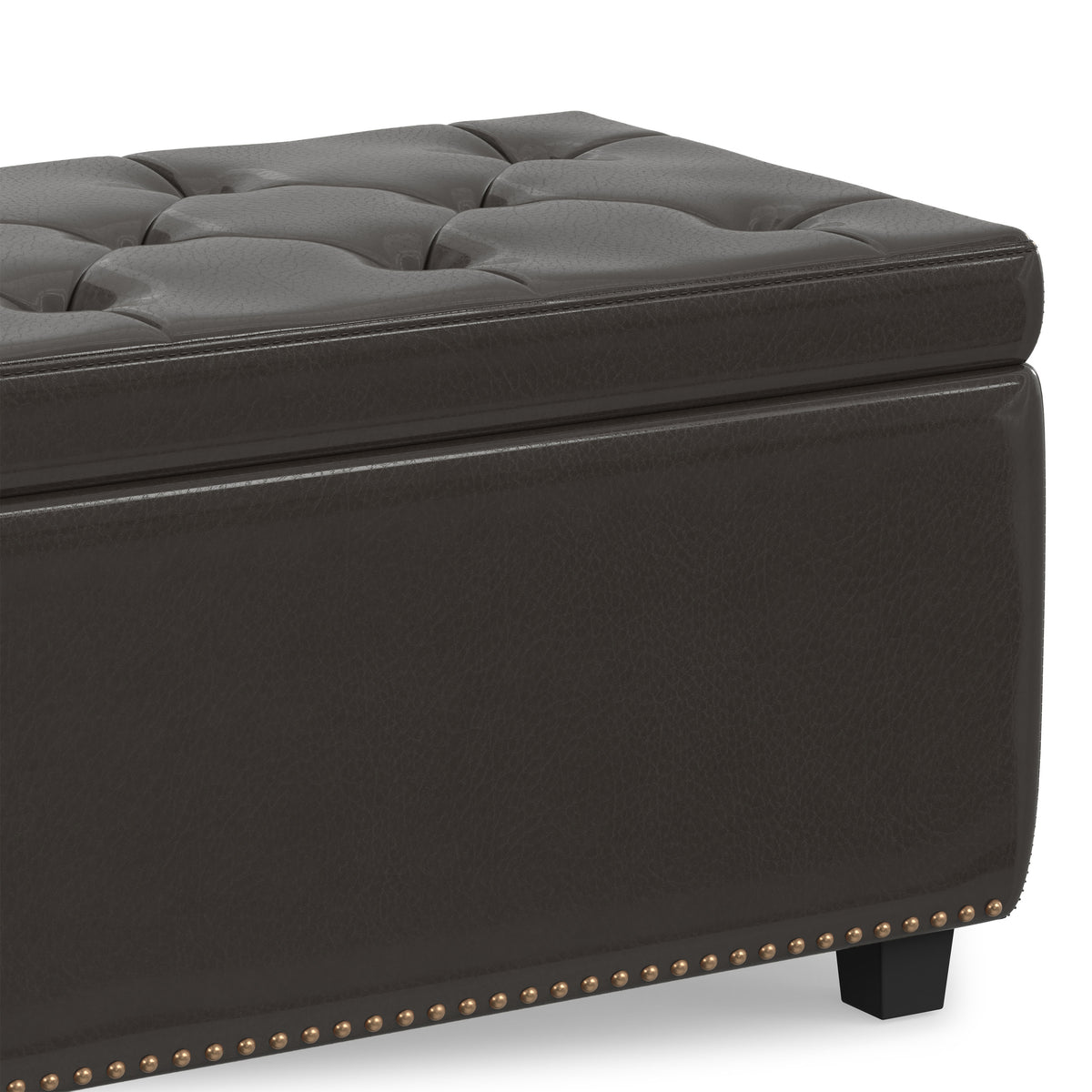 Tanners Brown Vegan Leather | Hamilton Storage Ottoman in Vegan Leather