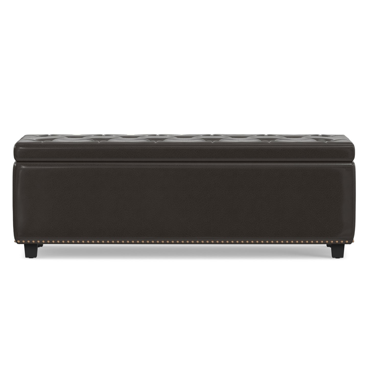 Tanners Brown Vegan Leather | Hamilton Storage Ottoman in Vegan Leather