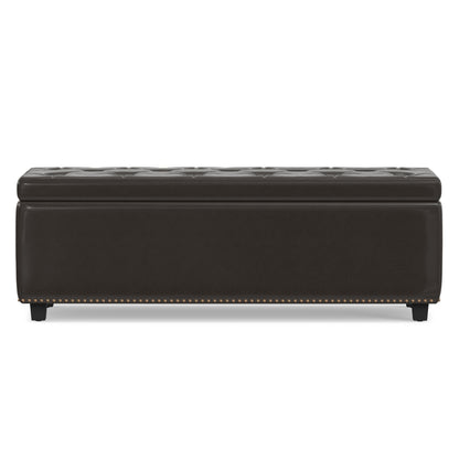 Tanners Brown Vegan Leather | Hamilton Storage Ottoman in Vegan Leather