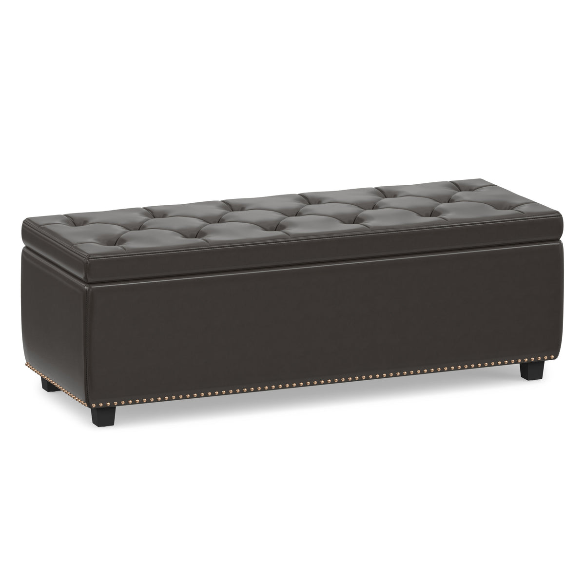 Tanners Brown Vegan Leather | Hamilton Storage Ottoman in Vegan Leather