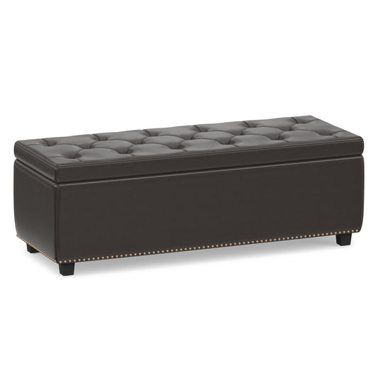 Tanners Brown Vegan Leather | Hamilton Storage Ottoman in Vegan Leather