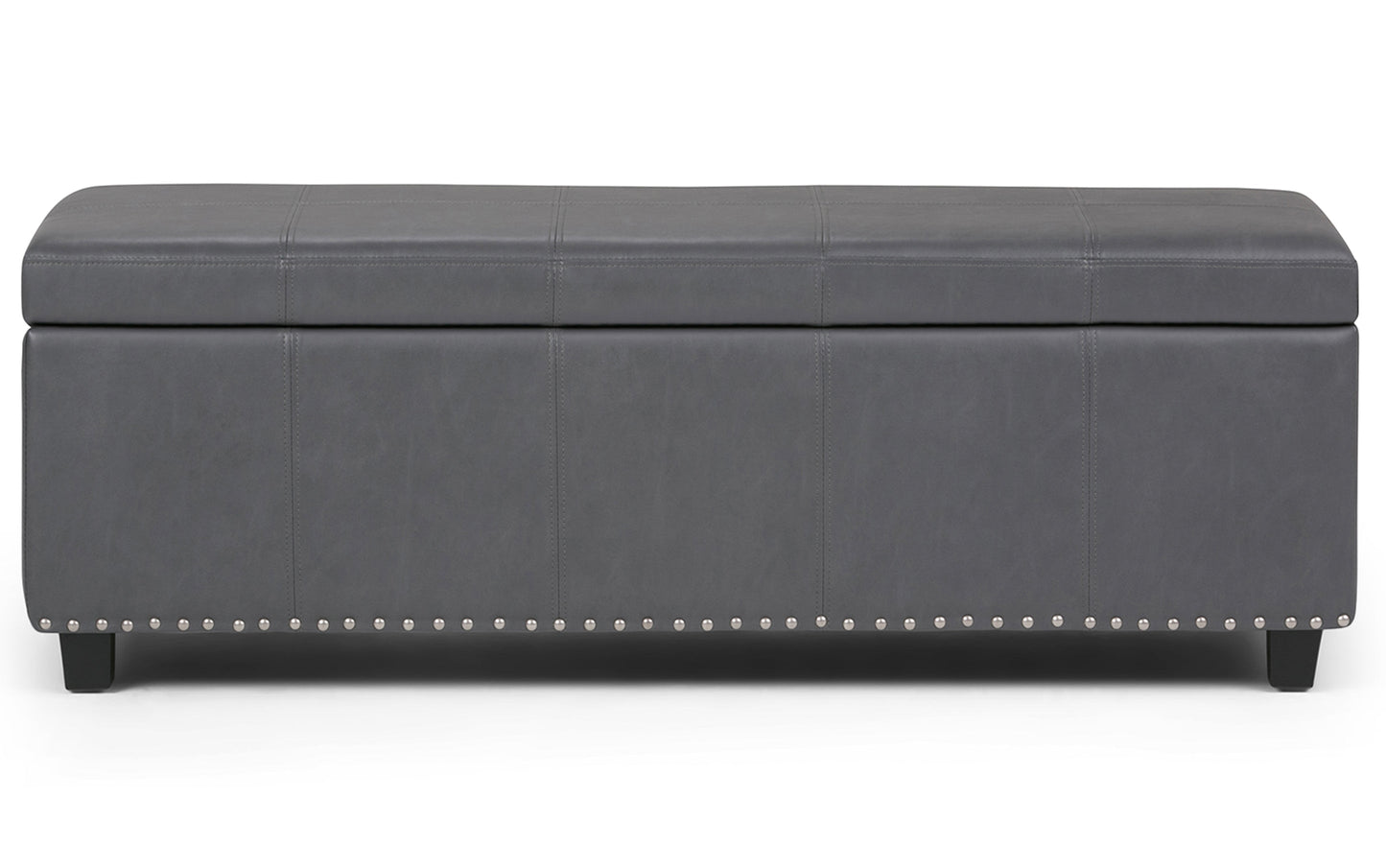 Stone Grey Vegan Leather | Kingsley Bonded Leather Storage Ottoman