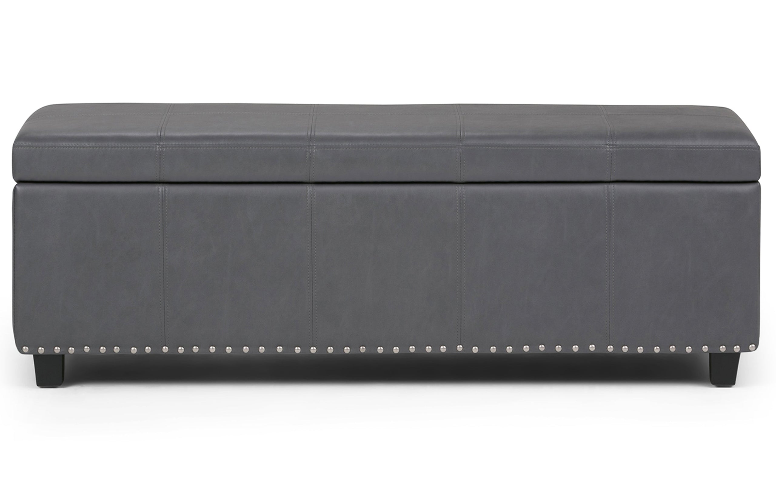Stone Grey Vegan Leather | Kingsley Bonded Leather Storage Ottoman