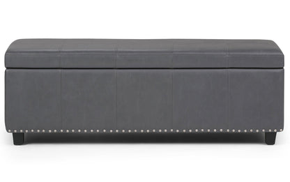 Stone Grey Vegan Leather | Kingsley Bonded Leather Storage Ottoman