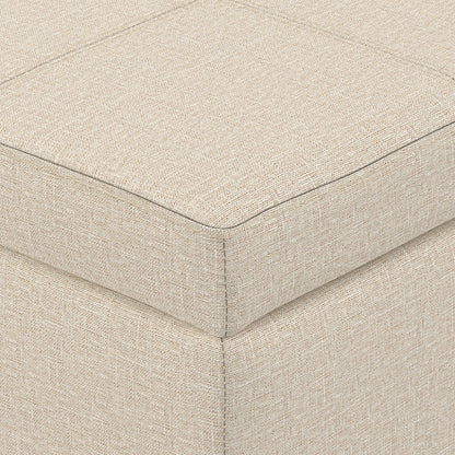 Natural Linen Style Fabric | Kingsley Large Storage Ottoman in Linen 