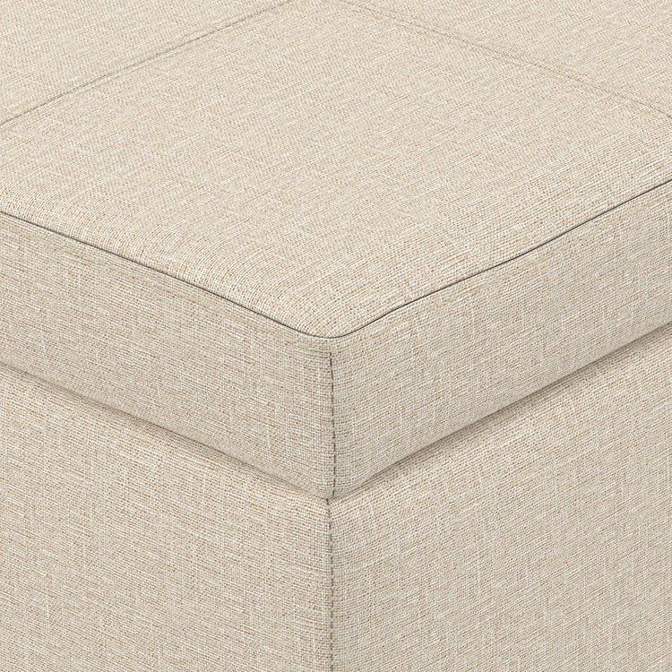 Natural Linen Style Fabric | Kingsley Large Storage Ottoman in Linen 