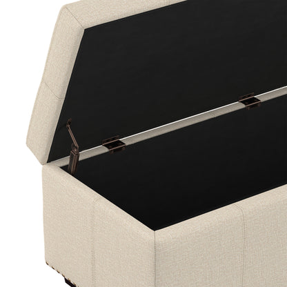Natural Linen Style Fabric | Kingsley Large Storage Ottoman in Linen 