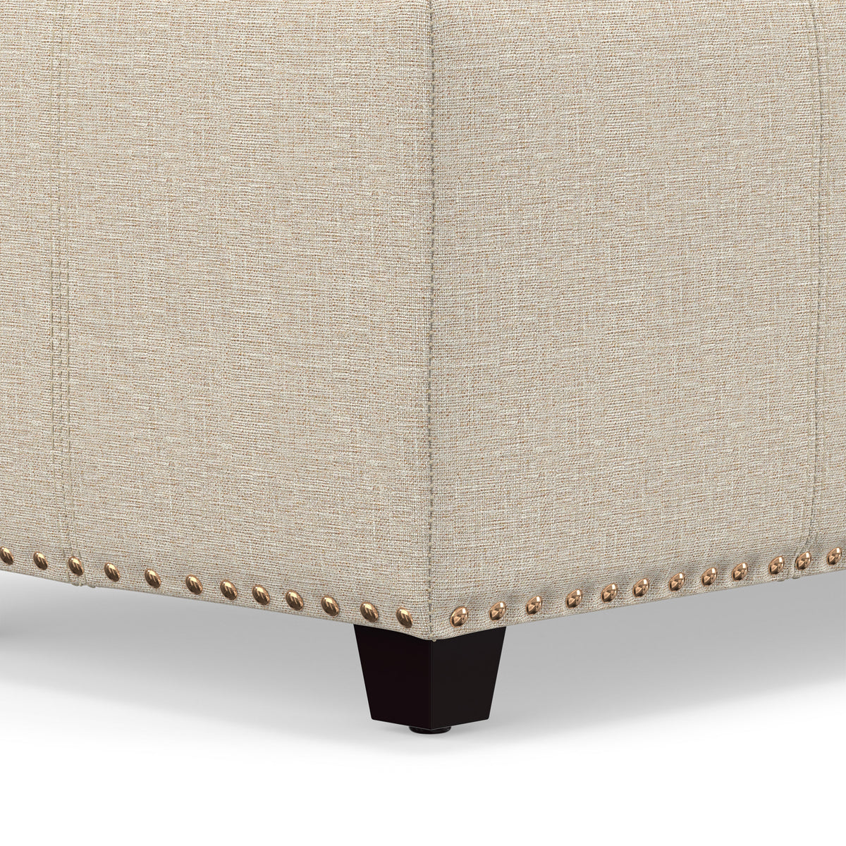 Natural Linen Style Fabric | Kingsley Large Storage Ottoman in Linen 