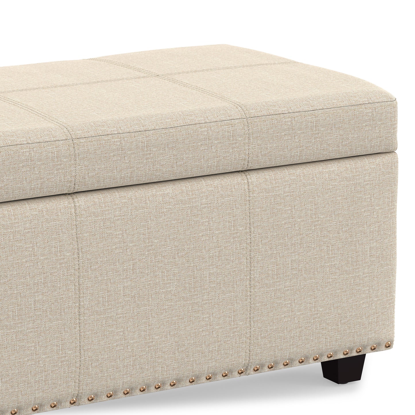 Natural Linen Style Fabric | Kingsley Large Storage Ottoman in Linen 