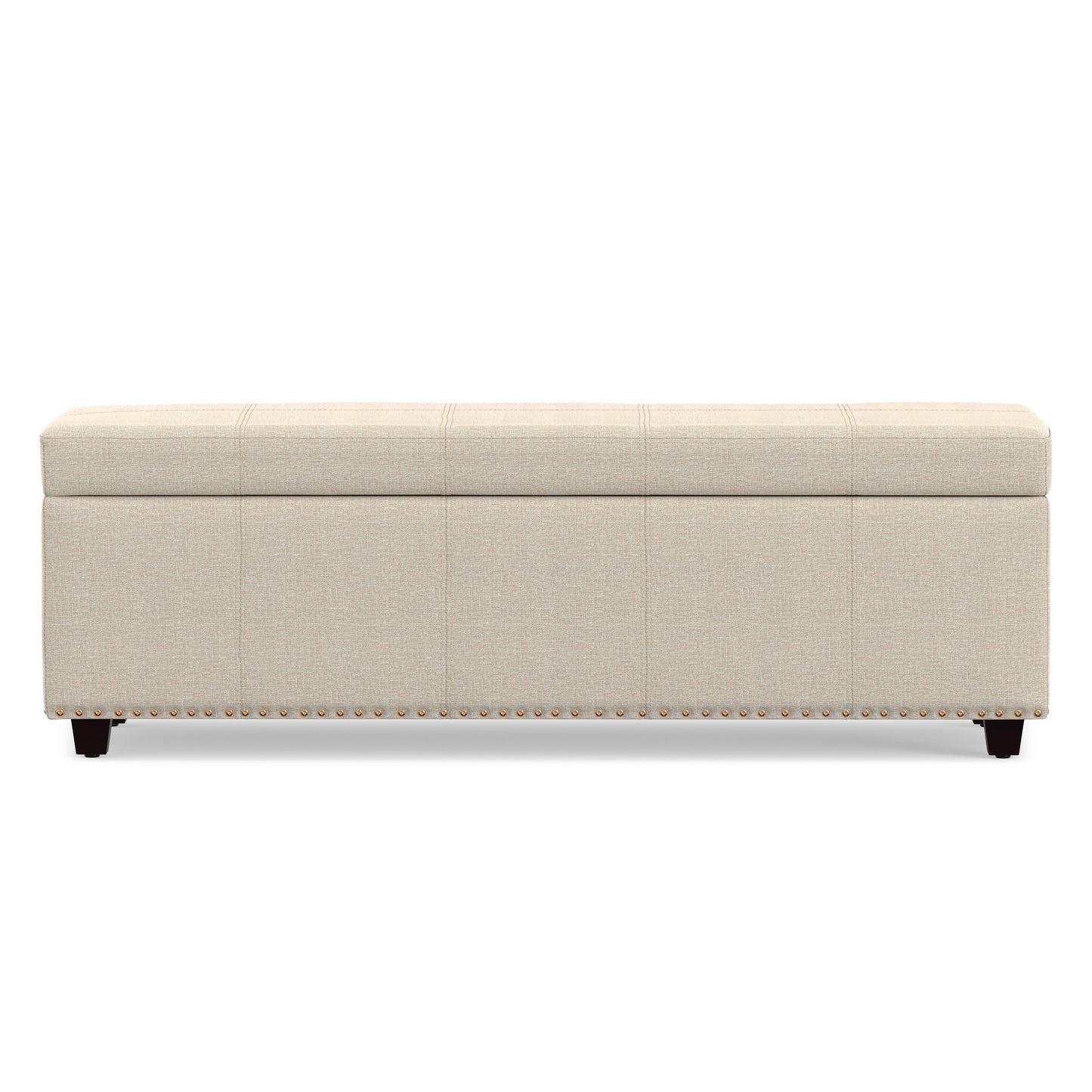Natural Linen Style Fabric | Kingsley Large Storage Ottoman in Linen 