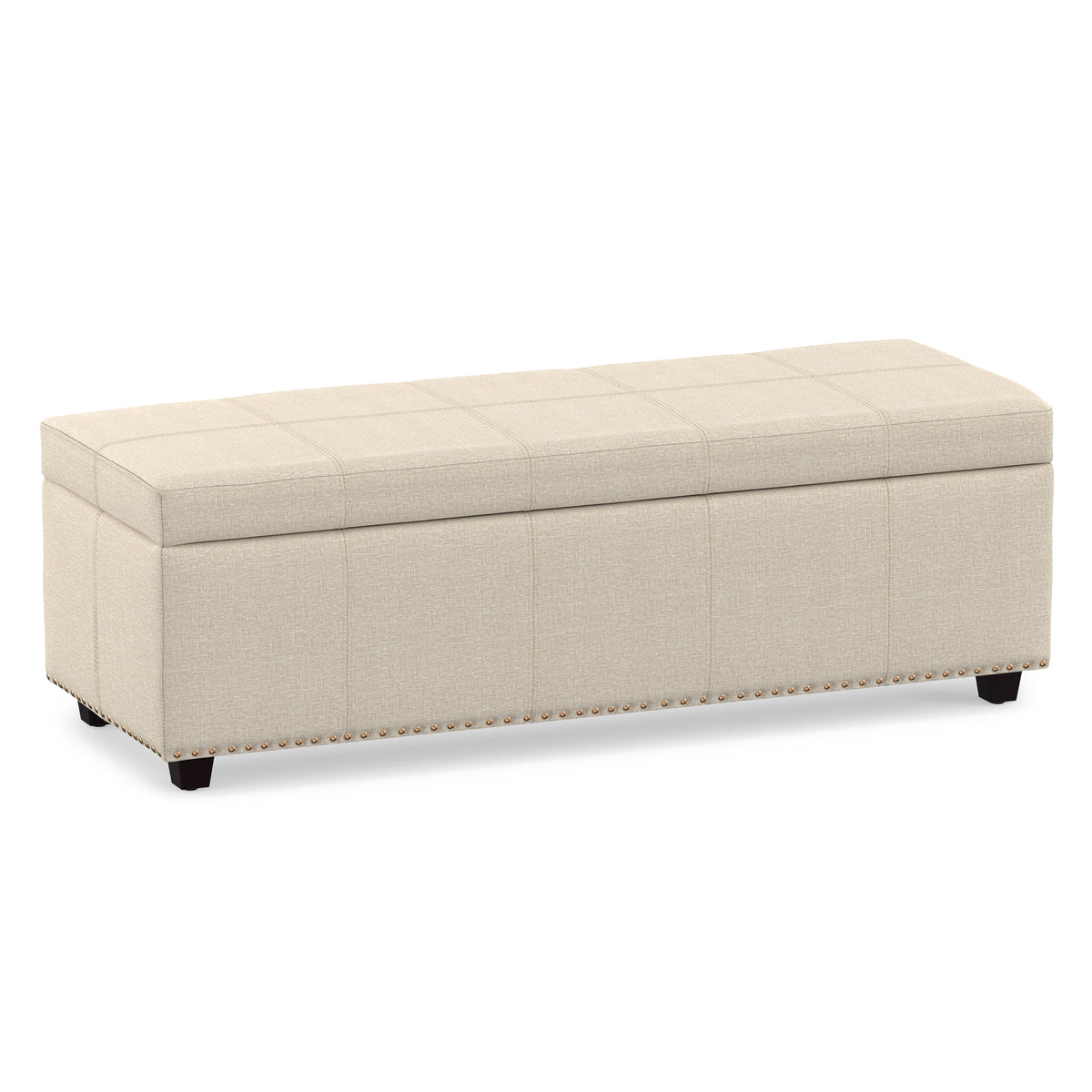 Natural Linen Style Fabric | Kingsley Large Storage Ottoman in Linen 