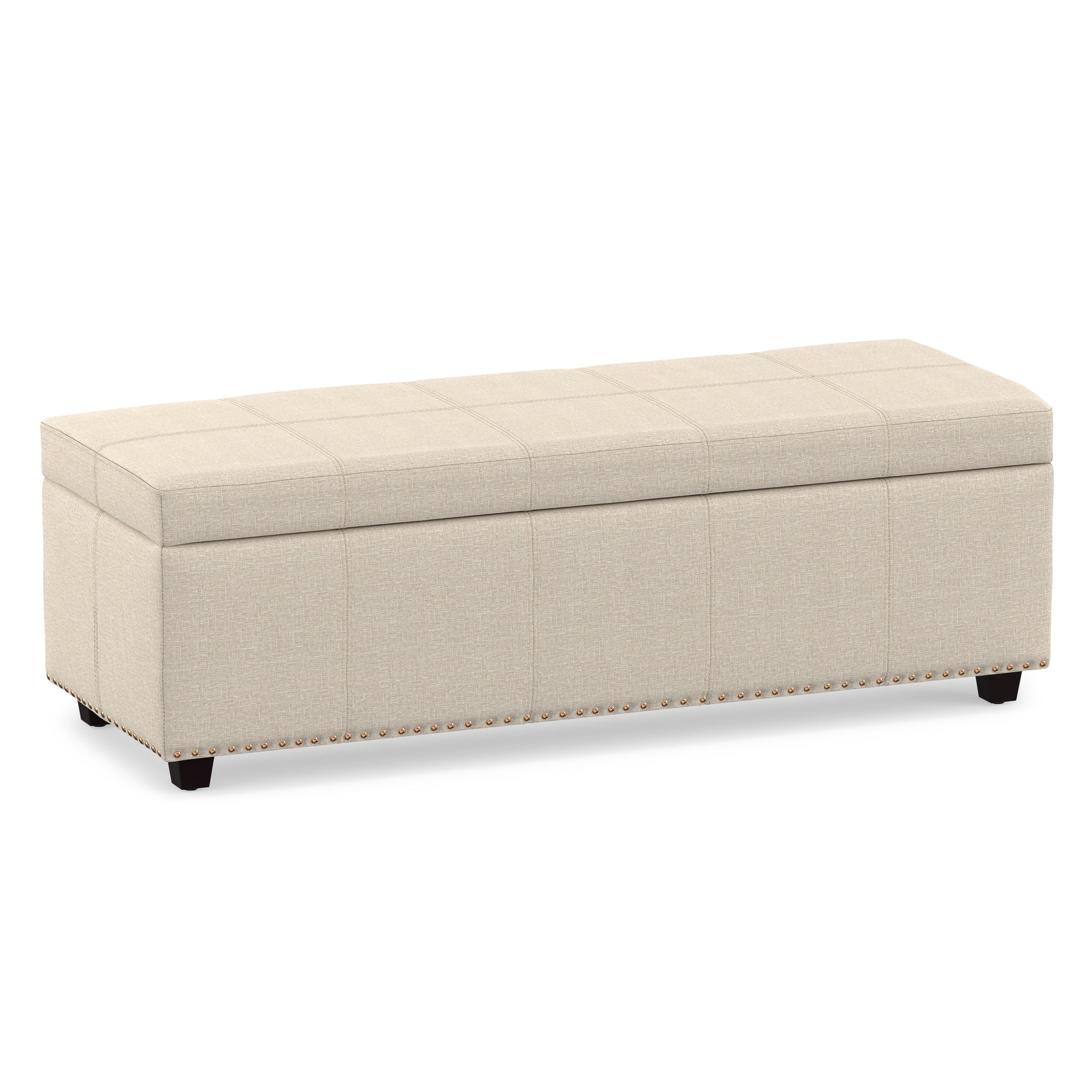 Natural Linen Style Fabric | Kingsley Large Storage Ottoman in Linen 