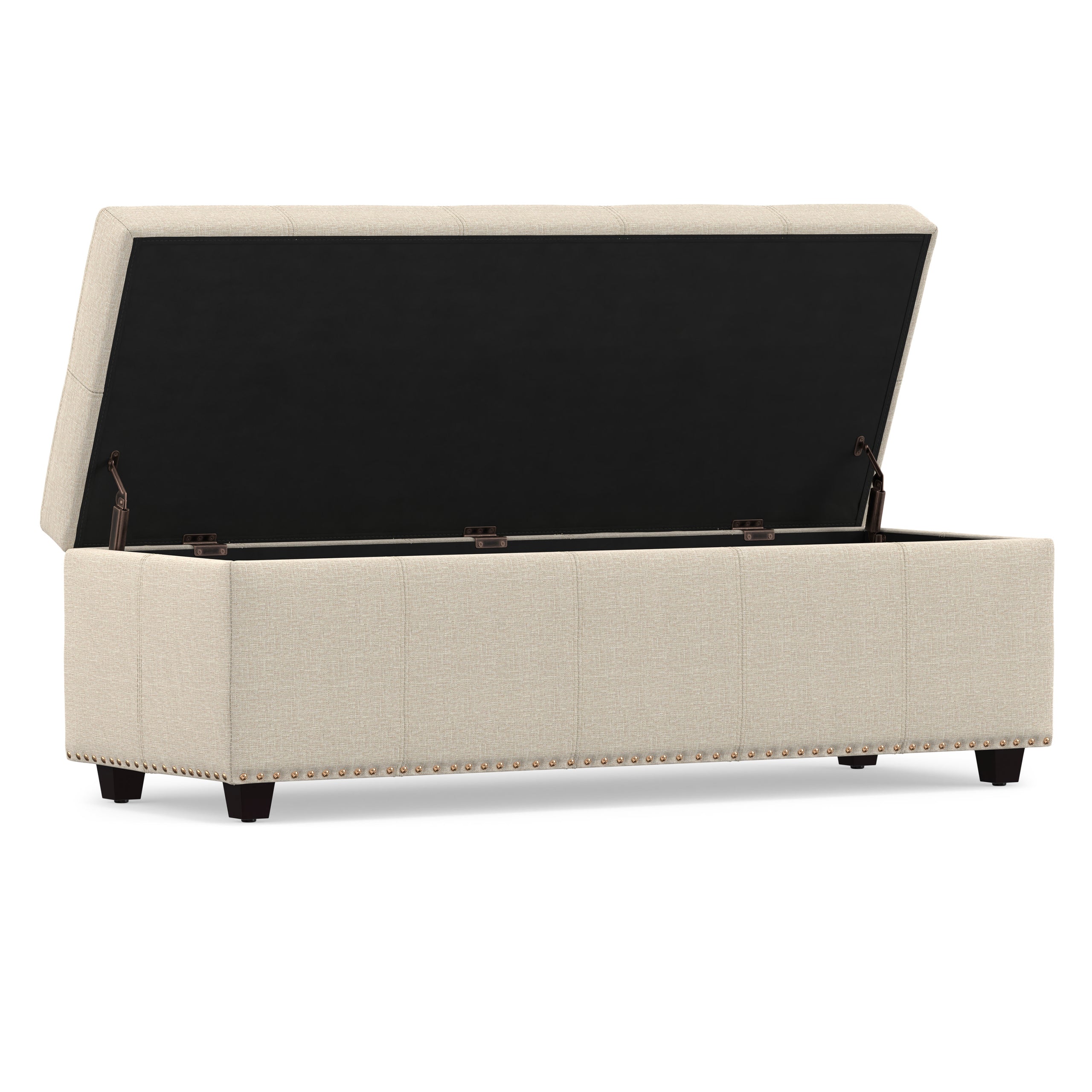 Natural Linen Style Fabric | Kingsley Large Storage Ottoman in Linen 