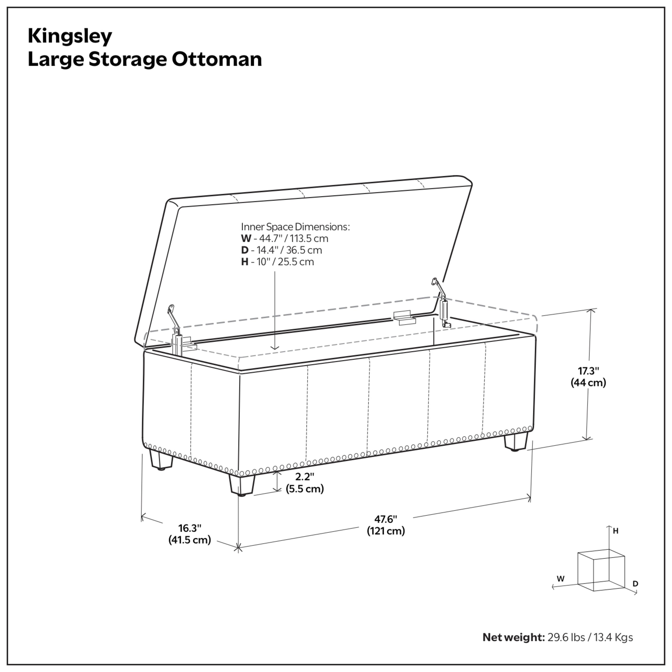 Tanner Brown Vegan Leather | Kingsley Large Storage Ottoman in Vegan Leather