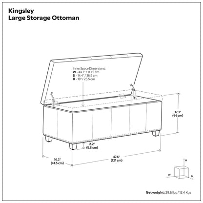 Tanner Brown Vegan Leather | Kingsley Large Storage Ottoman in Vegan Leather