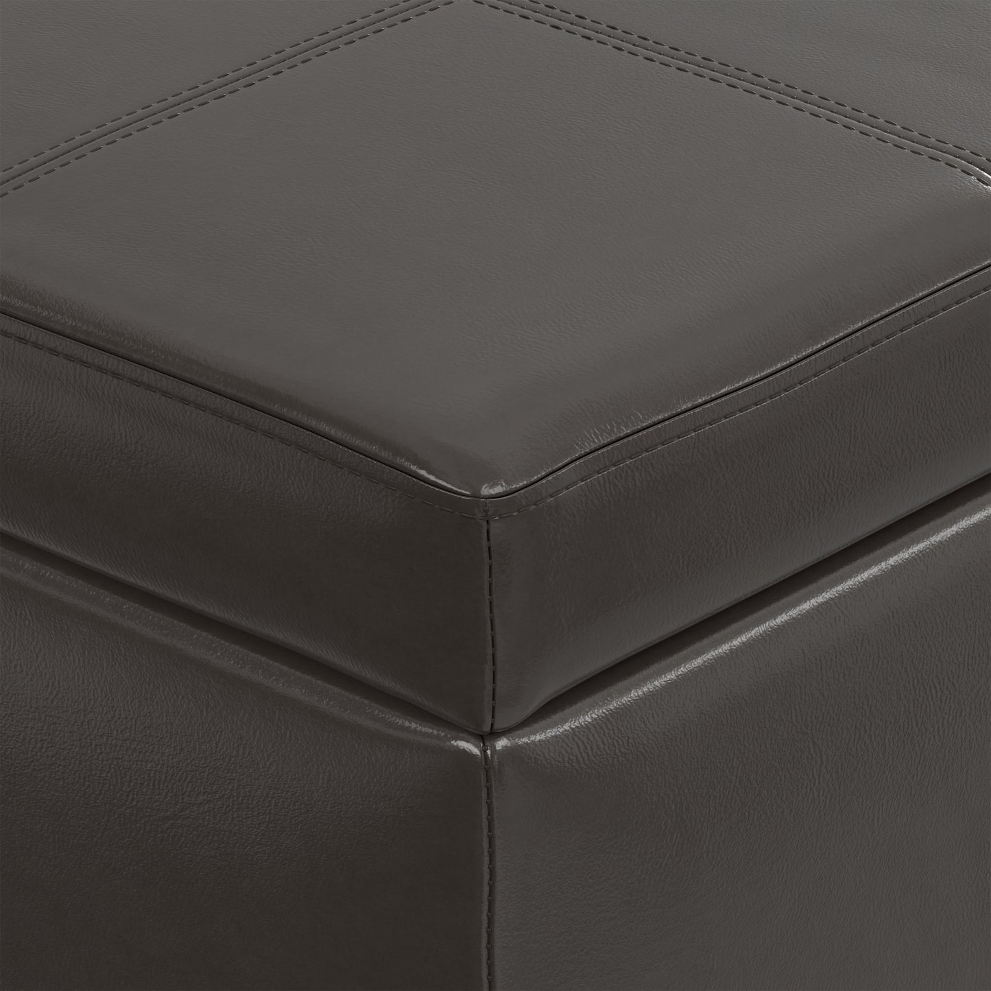Tanner Brown Vegan Leather | Kingsley Large Storage Ottoman in Vegan Leather