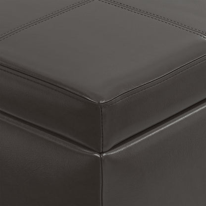 Tanner Brown Vegan Leather | Kingsley Large Storage Ottoman in Vegan Leather