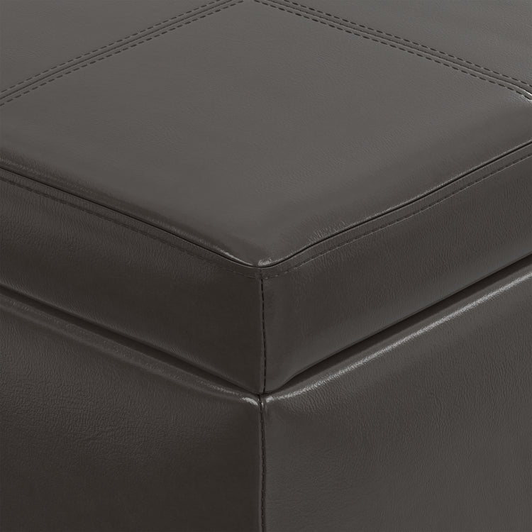 Tanner Brown Vegan Leather | Kingsley Large Storage Ottoman in Vegan Leather
