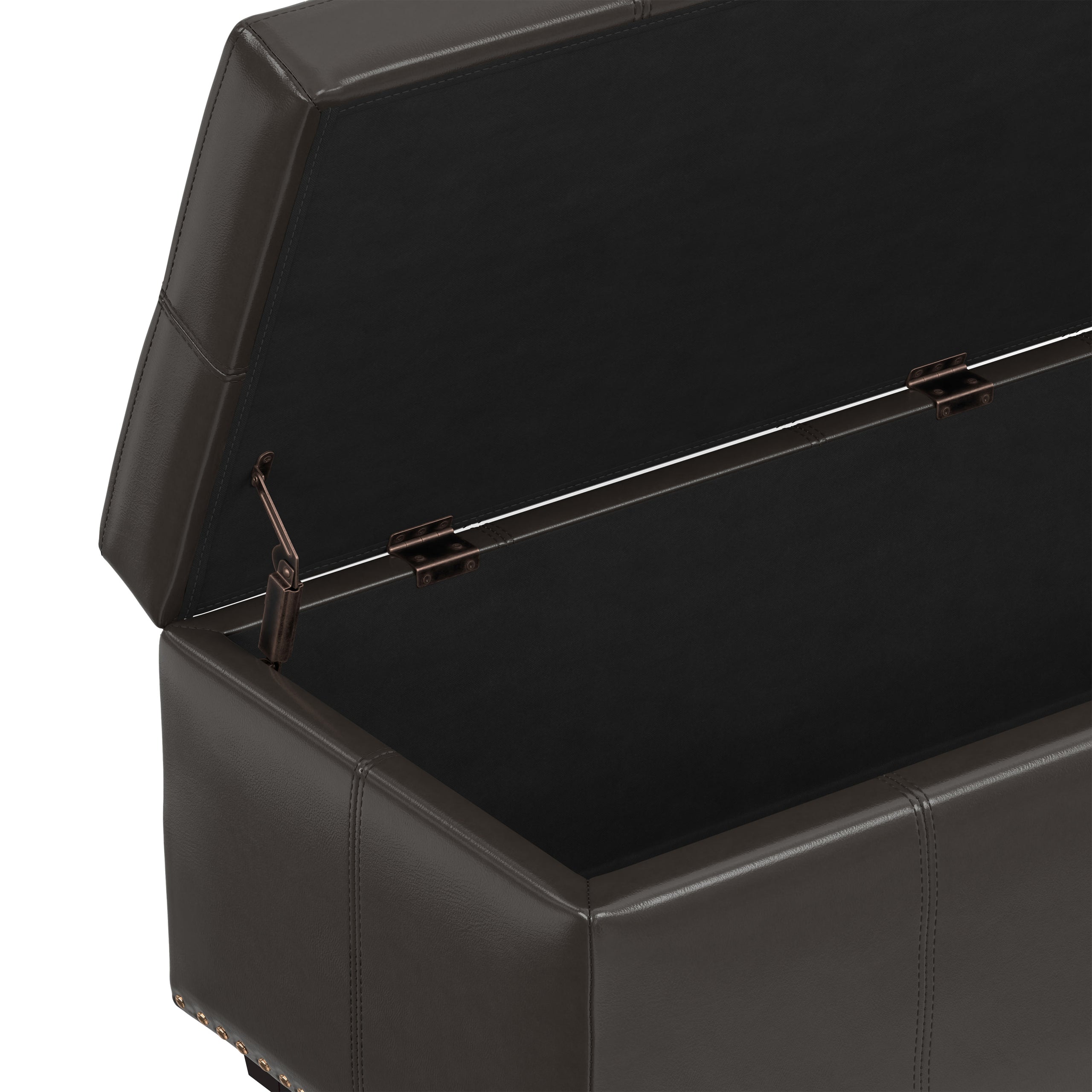 Tanner Brown Vegan Leather | Kingsley Large Storage Ottoman in Vegan Leather