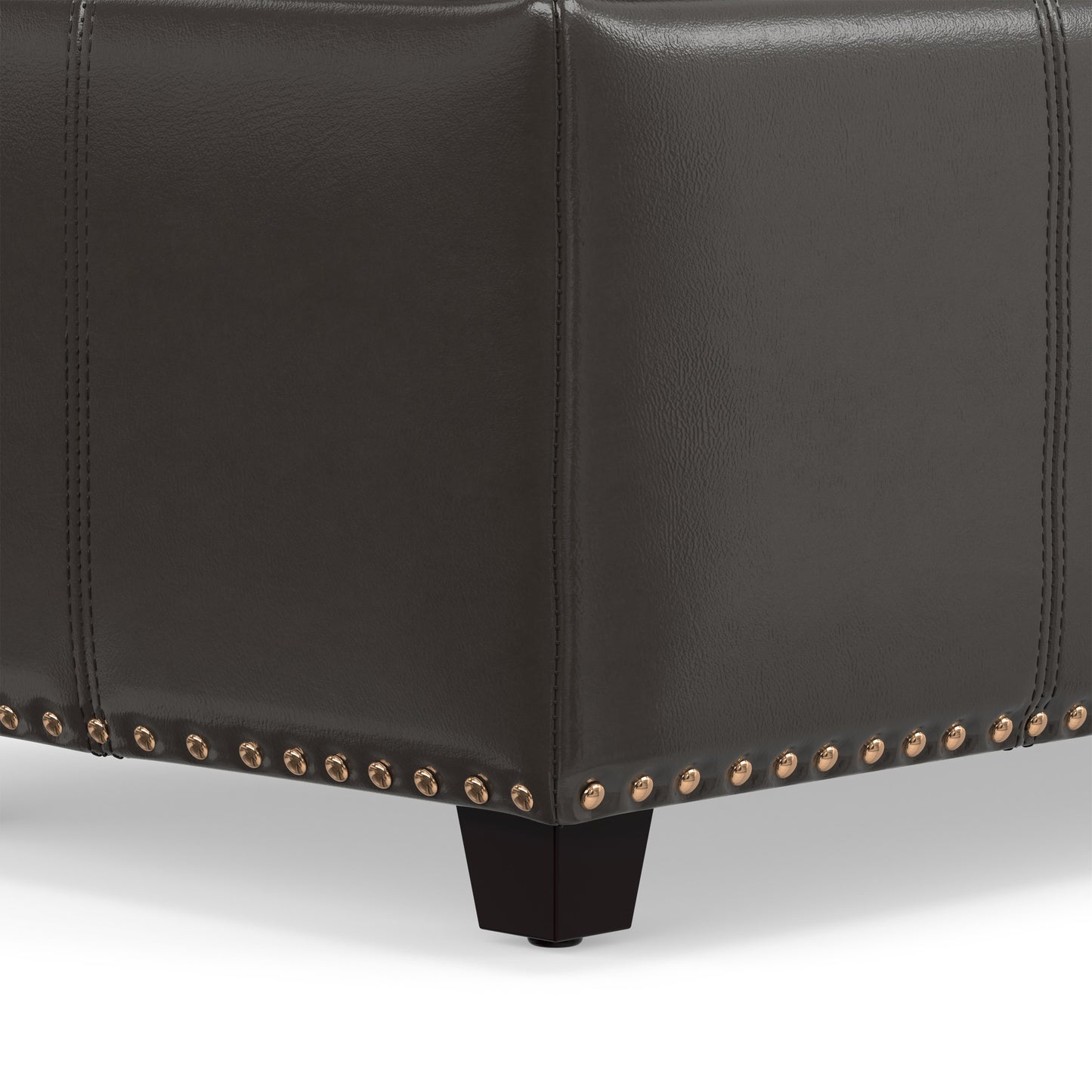 Tanner Brown Vegan Leather | Kingsley Large Storage Ottoman in Vegan Leather