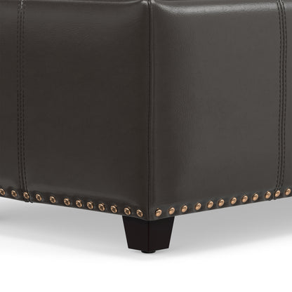 Tanner Brown Vegan Leather | Kingsley Large Storage Ottoman in Vegan Leather