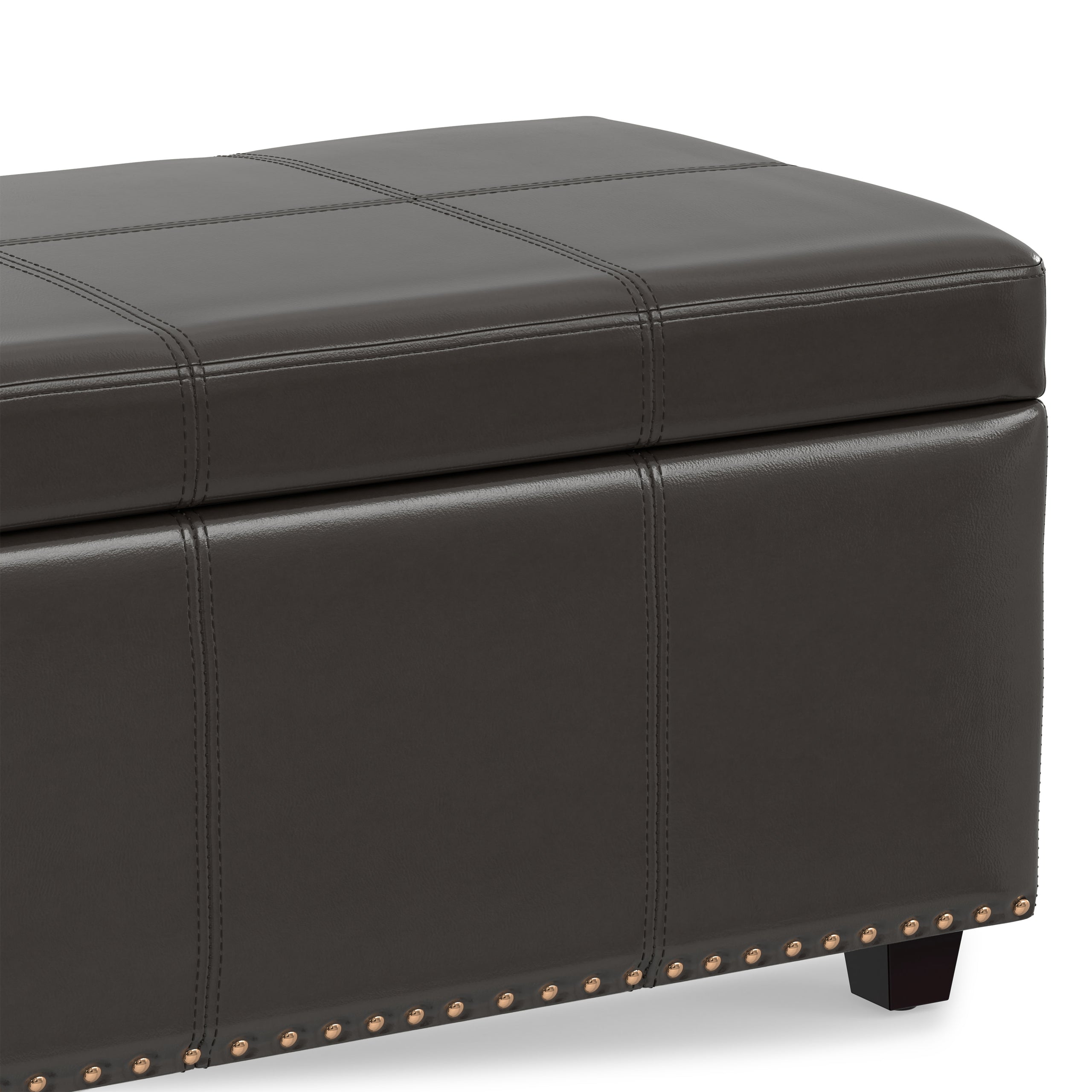Tanner Brown Vegan Leather | Kingsley Large Storage Ottoman in Vegan Leather