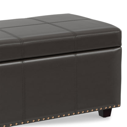 Tanner Brown Vegan Leather | Kingsley Large Storage Ottoman in Vegan Leather