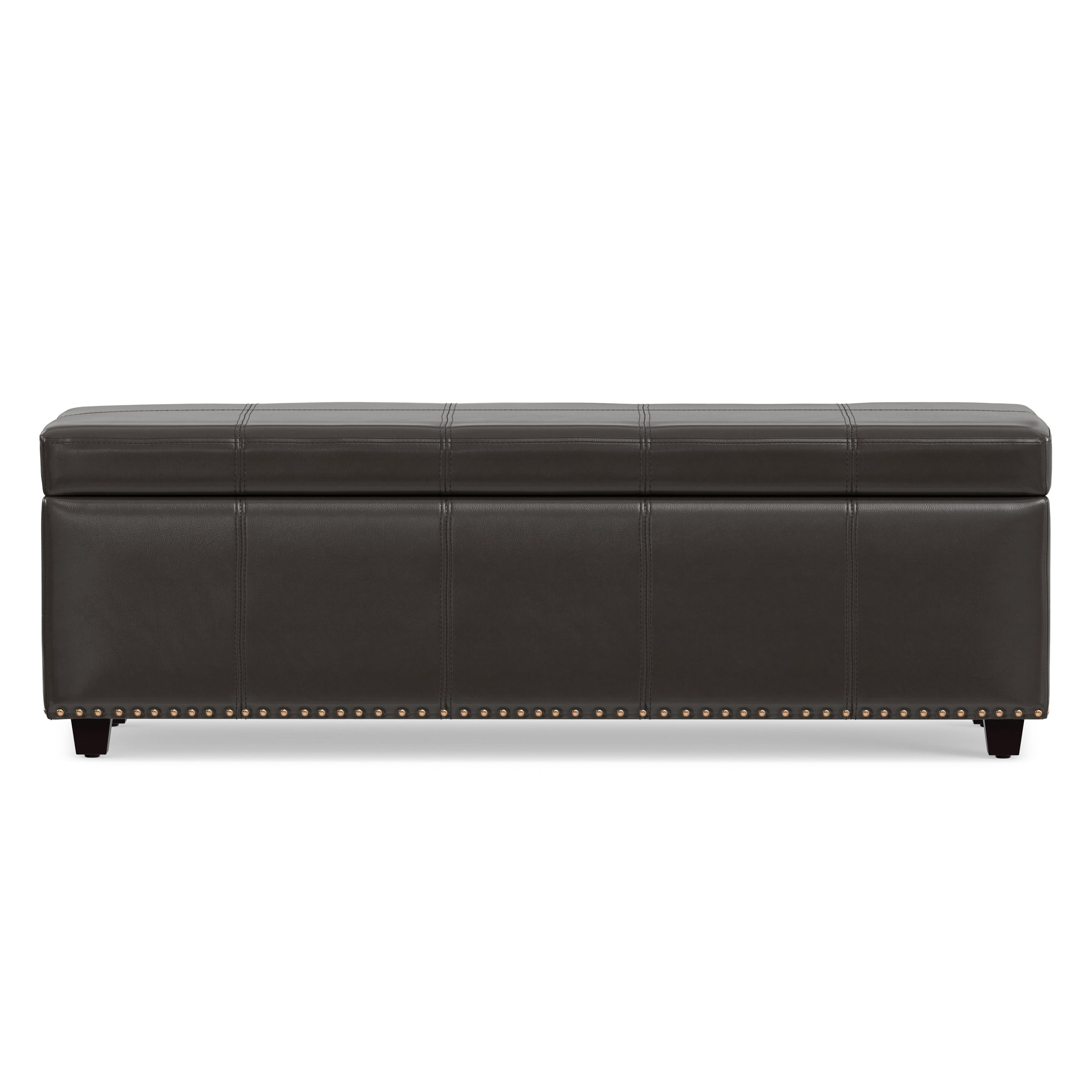 Tanner Brown Vegan Leather | Kingsley Large Storage Ottoman in Vegan Leather