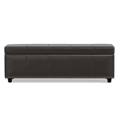 Tanner Brown Vegan Leather | Kingsley Large Storage Ottoman in Vegan Leather