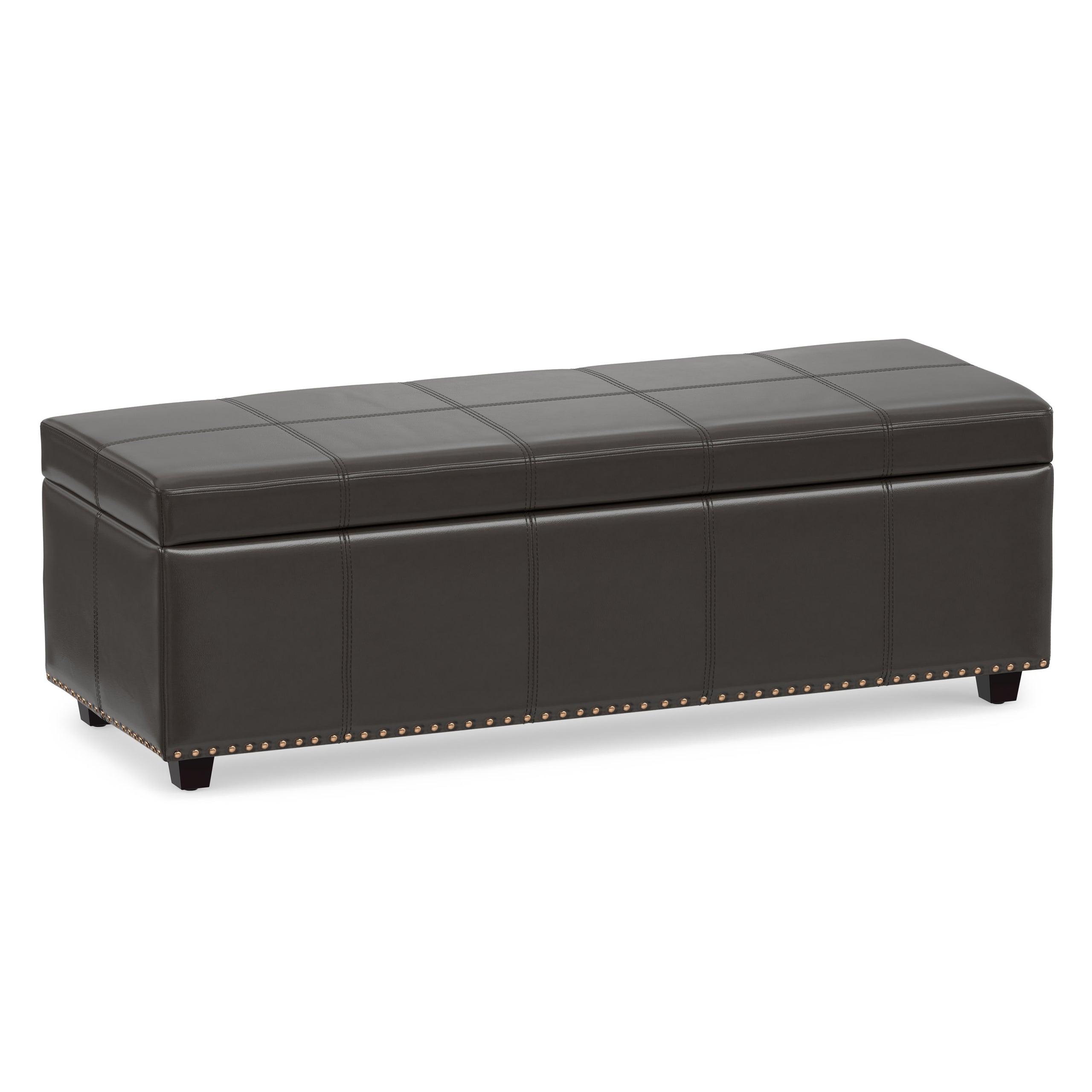 Tanner Brown Vegan Leather | Kingsley Large Storage Ottoman in Vegan Leather