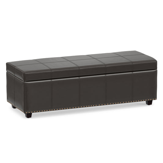 Tanner Brown Vegan Leather | Kingsley Large Storage Ottoman in Vegan Leather