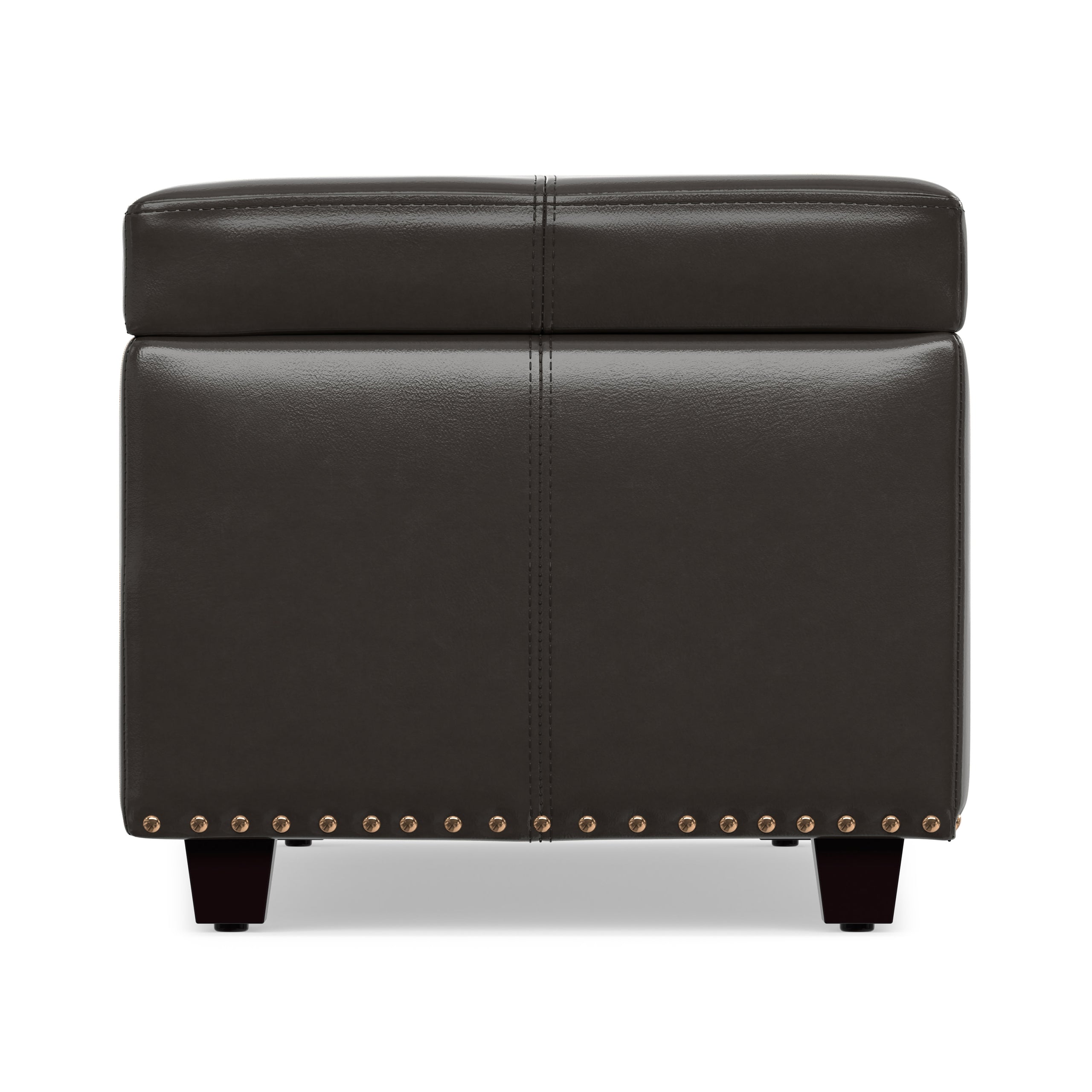 Tanner Brown Vegan Leather | Kingsley Large Storage Ottoman in Vegan Leather