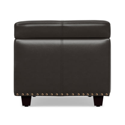 Tanner Brown Vegan Leather | Kingsley Large Storage Ottoman in Vegan Leather
