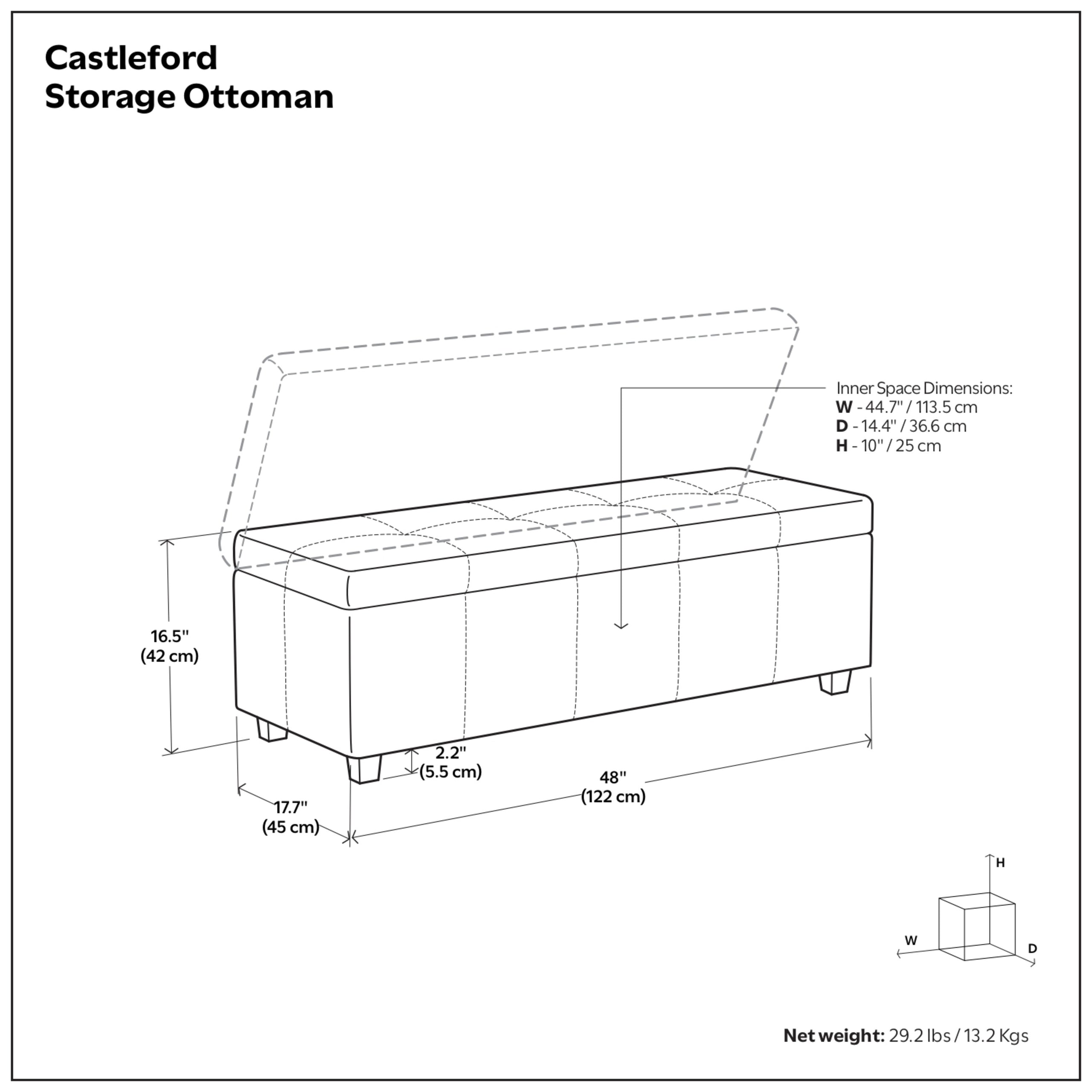 Slate Grey | Castleford Storage Ottoman in Linen