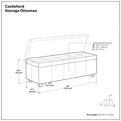 Slate Grey | Castleford Storage Ottoman in Linen