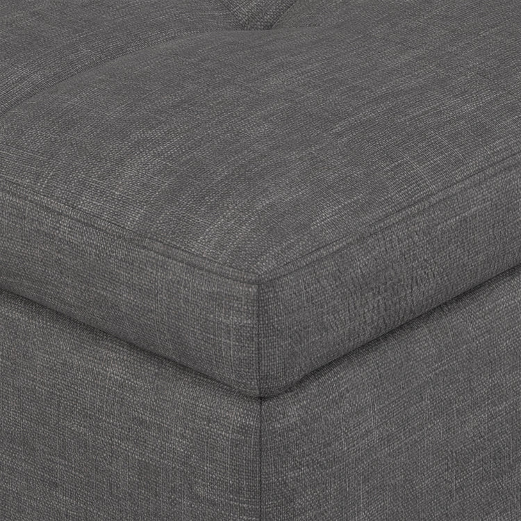 Slate Grey | Castleford Storage Ottoman in Linen