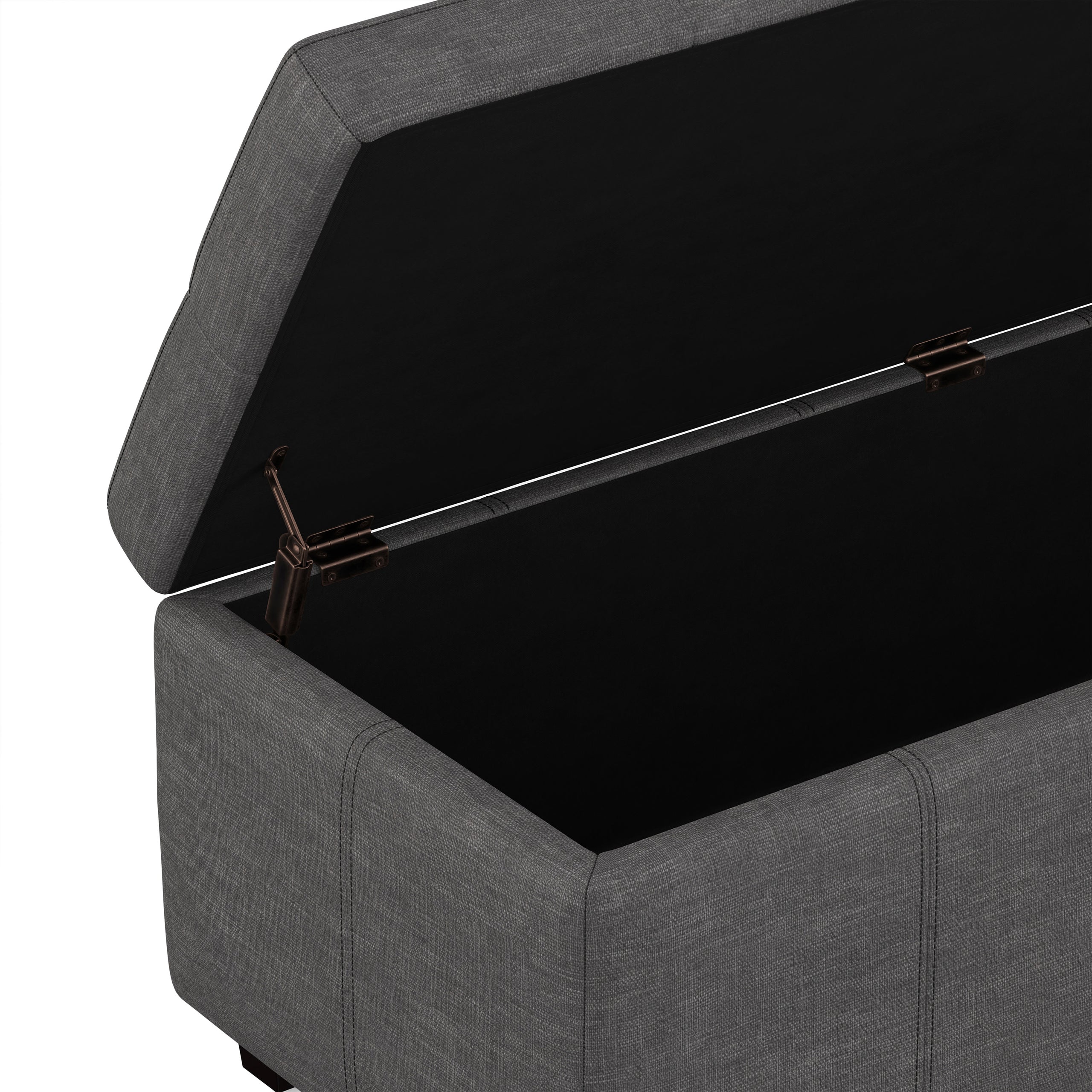 Slate Grey | Castleford Storage Ottoman in Linen