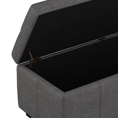 Slate Grey | Castleford Storage Ottoman in Linen