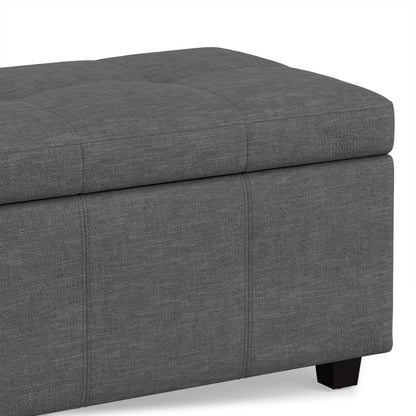 Slate Grey | Castleford Storage Ottoman in Linen